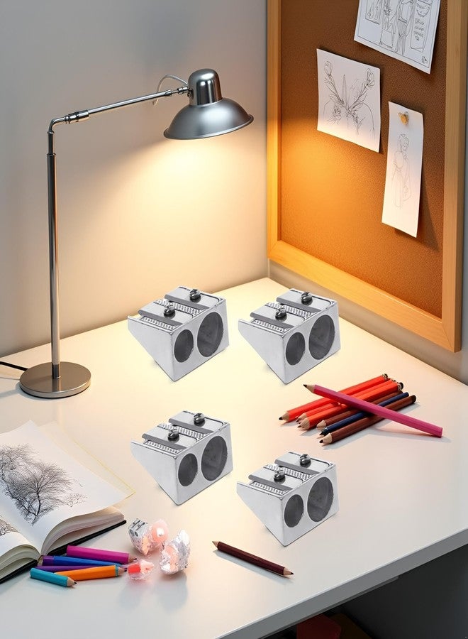 Zhuluck 4 Pcs Magnesium Pencil Sharpener, 2-Hole Pencil Sharpener, Mini Hand Held Sharpener, Metal Sharpener Magnesium, for Schools, Offices, Art Projects Writing Supplies - Image 5
