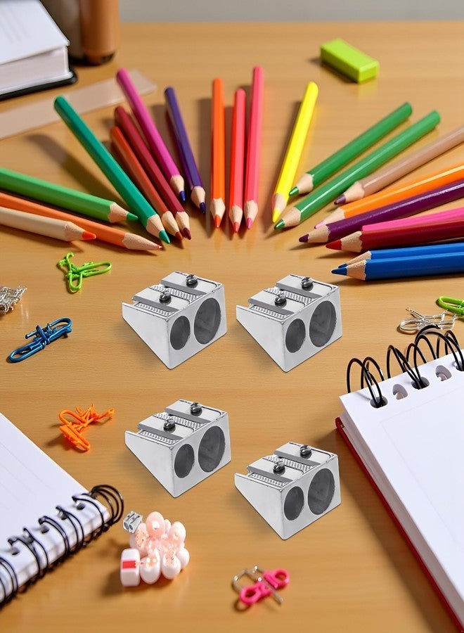 Zhuluck 4 Pcs Magnesium Pencil Sharpener, 2-Hole Pencil Sharpener, Mini Hand Held Sharpener, Metal Sharpener Magnesium, for Schools, Offices, Art Projects Writing Supplies - Image 4