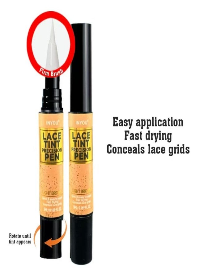 MATEPLEX Lace Tint Precision Pen Wig Lace Tint with Brush Applicatior, Easy to use, Long Lasting Formula, Blends Natural, Seamless Finish Waterproof Effect (2 pcs, Light Brown) - Image 5