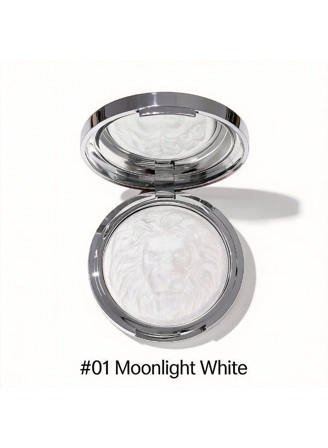 kakashow 3D Lion Embossed Luminous Highlighter, 15g Jumbo Face & Body Shimmer Powder, Long-Lasting Glow Illuminator - #01 Moonlight White - Image 2