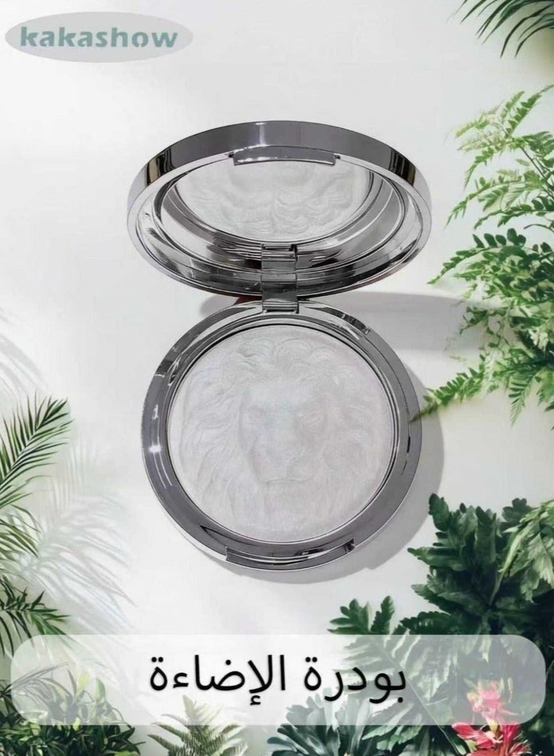 kakashow 3D Lion Embossed Luminous Highlighter, 15g Jumbo Face & Body Shimmer Powder, Long-Lasting Glow Illuminator - #01 Moonlight White - Image 1