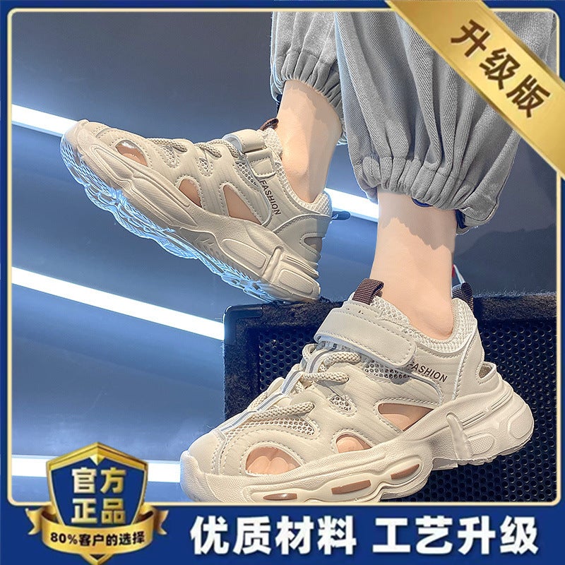 Boys Sandals Summer Medium And Large Boys Baotou Mesh Children'S Shoes Children'S Beach Shoes Sports Sandals - Image 1