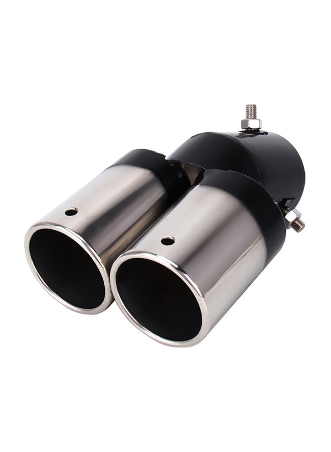 Curved Double Outlet Exhaust Tail Muffler Tip Pipe - Image 1