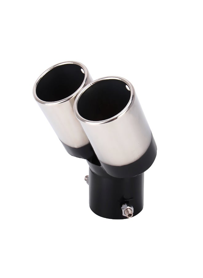 Curved Double Outlet Exhaust Tail Muffler Tip Pipe - Image 2