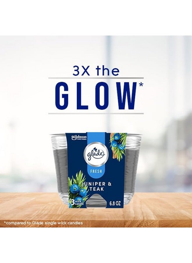 Glade Glade Juniper & Teak Fresh Collection Candle - Fragrance Infused with Essential Oils, Air Freshener, 3-Wick, 6.8 Oz, 3 Count  - Image 4