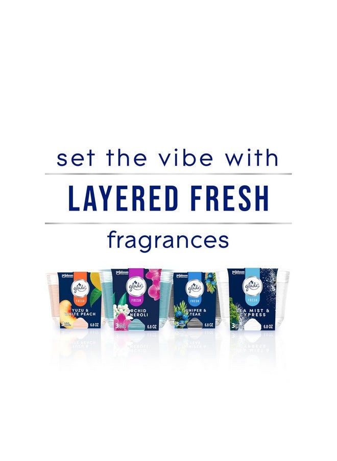 Glade Glade Juniper & Teak Fresh Collection Candle - Fragrance Infused with Essential Oils, Air Freshener, 3-Wick, 6.8 Oz, 3 Count  - Image 5