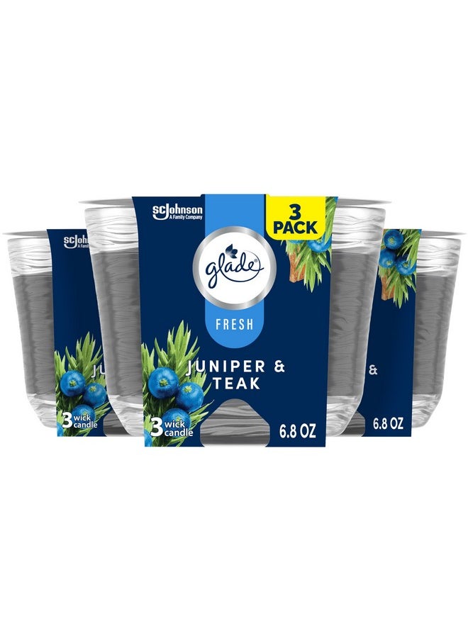 Glade Glade Juniper & Teak Fresh Collection Candle - Fragrance Infused with Essential Oils, Air Freshener, 3-Wick, 6.8 Oz, 3 Count  - Image 1