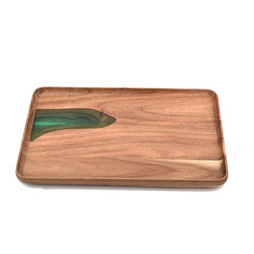 Guowall Lake Design Resin Wooden Tray Cheese Board Serving Tray for Kitchen Home Decor Food Display 1 pcSet