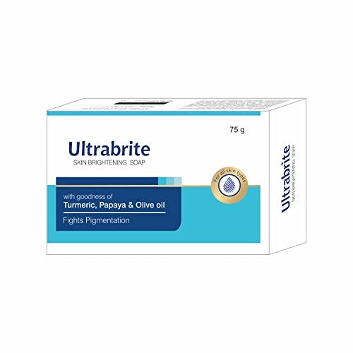 Leeford Ultrabrite Skin Brightening Soap for Dark Spots 75g (Pack of 4) | Uneven Skin Tone, Acne | Made with Turmeric, Papaya & Olive Oil | Paraben-Free | For Face and Body - Image 1