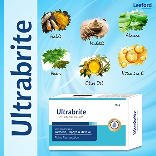 Leeford Ultrabrite Skin Brightening Soap for Dark Spots 75g (Pack of 4) | Uneven Skin Tone, Acne | Made with Turmeric, Papaya & Olive Oil | Paraben-Free | For Face and Body - Image 4
