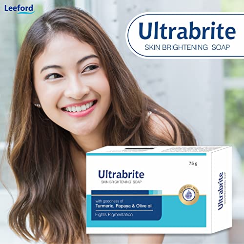 Leeford Ultrabrite Skin Brightening Soap for Dark Spots 75g (Pack of 4) | Uneven Skin Tone, Acne | Made with Turmeric, Papaya & Olive Oil | Paraben-Free | For Face and Body - Image 3