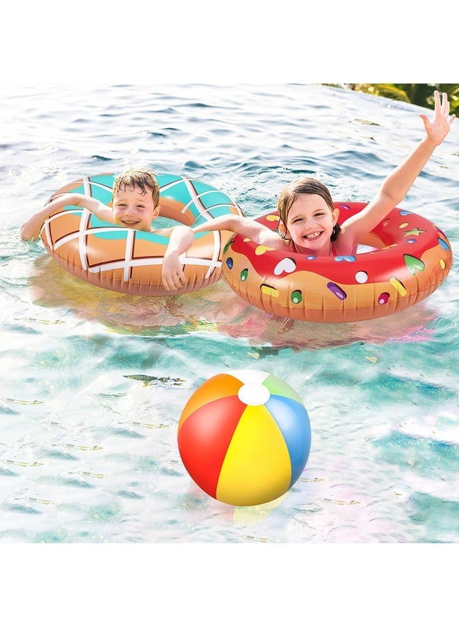 ZERIFAM 7Pcs Inflatable Pool Floats Set , 4-Pack Donut Pool Floats + 3-Pack Colorful Beach Balls, Summer Pool Toys for Kids, Water Fun Party Supplies for the Pool, Beach, and Outdoor Activities - Image 2