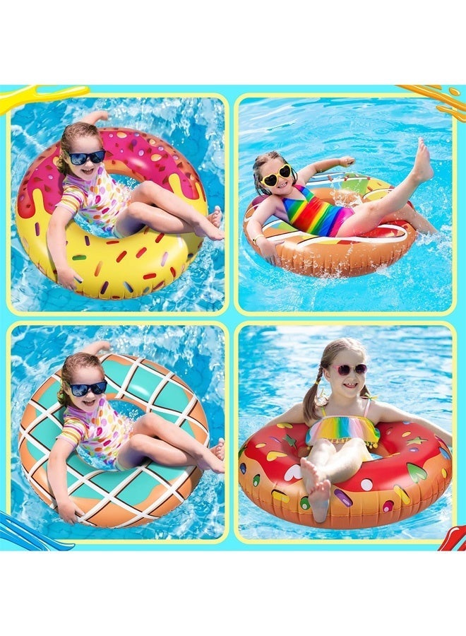 ZERIFAM 7Pcs Inflatable Pool Floats Set , 4-Pack Donut Pool Floats + 3-Pack Colorful Beach Balls, Summer Pool Toys for Kids, Water Fun Party Supplies for the Pool, Beach, and Outdoor Activities - Image 3