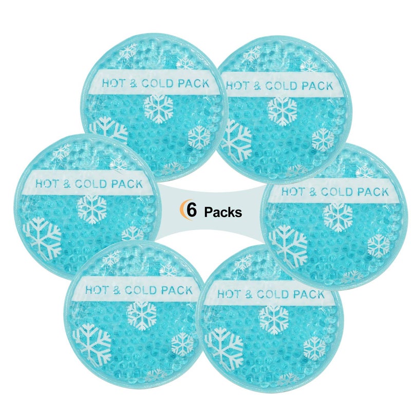 OLESILK Small Hot Cold 6 Packs, Reusable Round Gel Beads Ice Pack with Cloth Backing, Hot and Cold Therapy for Breastfeed Injury, Kids Pain Relief, Headache, Tired Eyes, Wisdom Teeth, Sinus Relief - Image 1