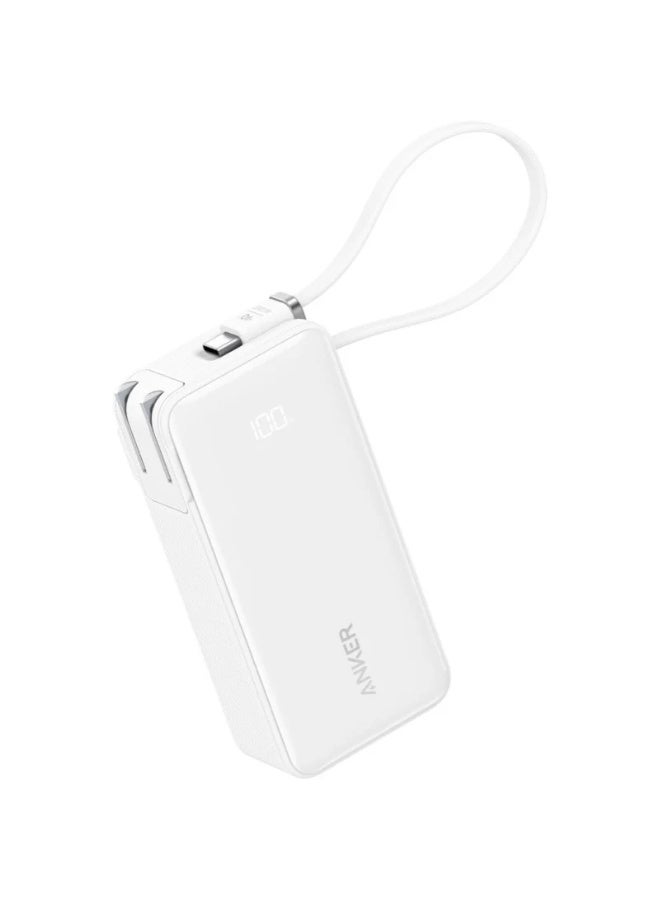 Anker Nano 3-in-1 Portable iPhone Charger, 10,000mAh Power Bank with Built-in USB-C Cable and Foldable Wall Plug, 30W Max Battery Pack, Travel Essentials for iPhone 17/16/15 Series, Galaxy, MacBook - Image 1