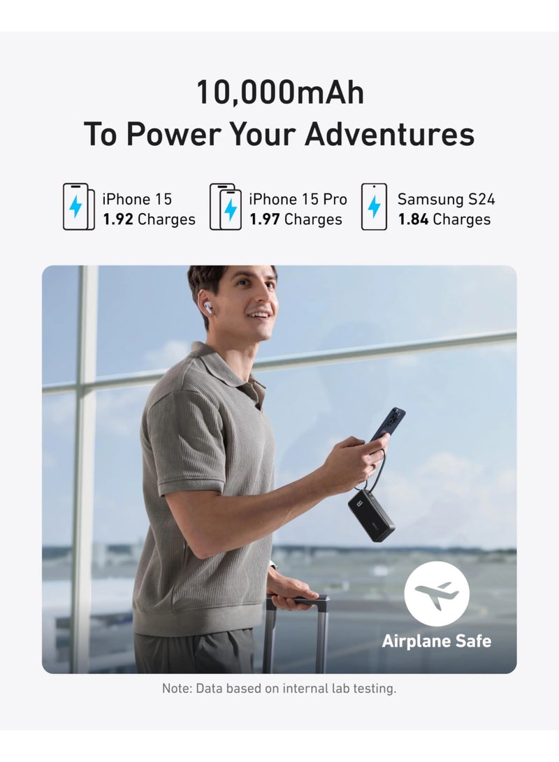 Anker Nano 3-in-1 Portable iPhone Charger, 10,000mAh Power Bank with Built-in USB-C Cable and Foldable Wall Plug, 30W Max Battery Pack, Travel Essentials for iPhone 17/16/15 Series, Galaxy, MacBook - Image 4