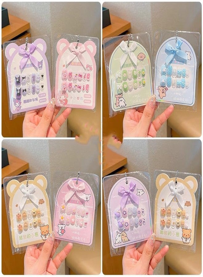 Plenteous Girl's 12PCS Short Oval nails with Animal Crossing-Inspired Designs, 3D Cartoon Press On Kawaii Gel Stick-On Nail for Kids & Girls, Multi-Color Multidesign Nail Cute Art Set - Image 4