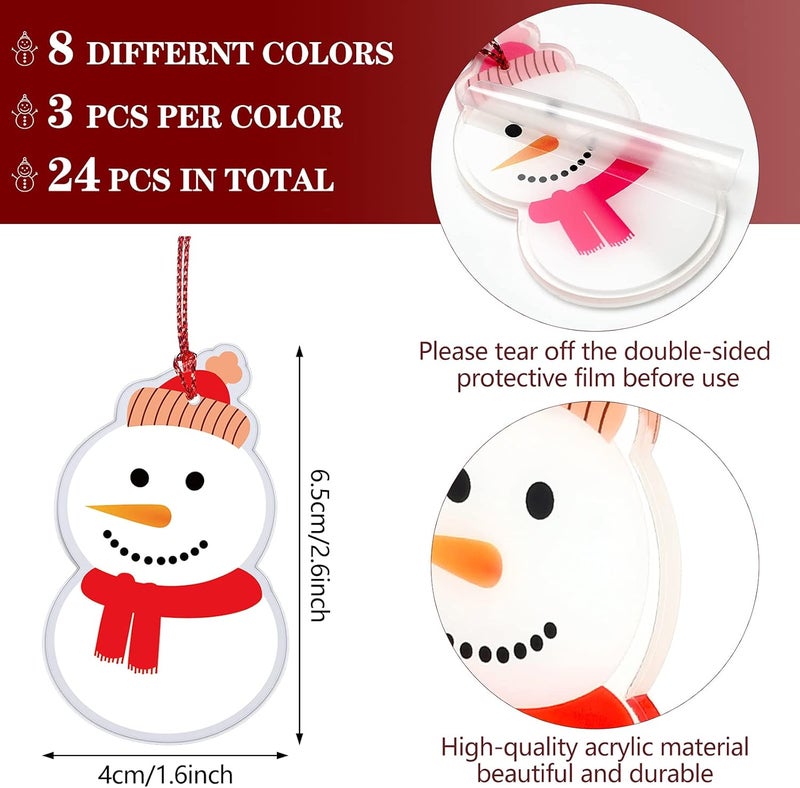 Marsui 24 Pieces Snowman Hanging Ornaments Snowman Decorations Acrylic Christmas Tree Ornaments Winter Decorative Crafts for Christmas Home Holiday Party Supplies - Image 2
