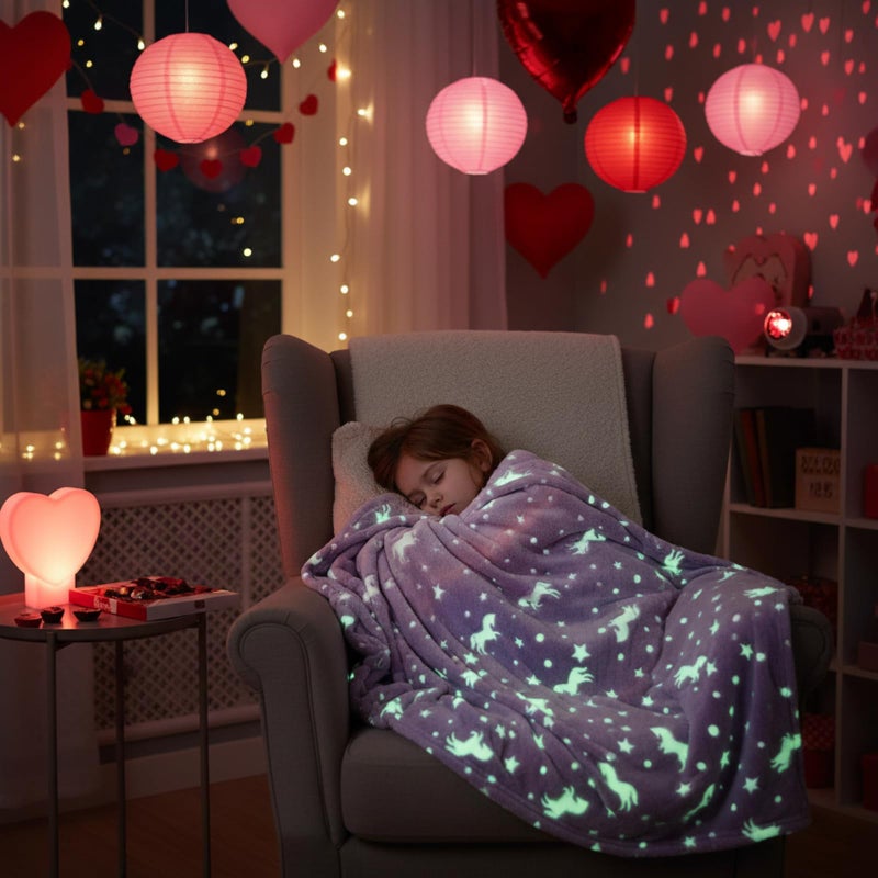 Rossesay 50"x60" Unicorn Kids Heated Blanket Girls Glow in The Dark Upgraded Children Heating Throw Electric Valentine's Birthday Gift with 10 Levels & 8 Hours Auto Off Etl Certified Machine Washable - Image 5