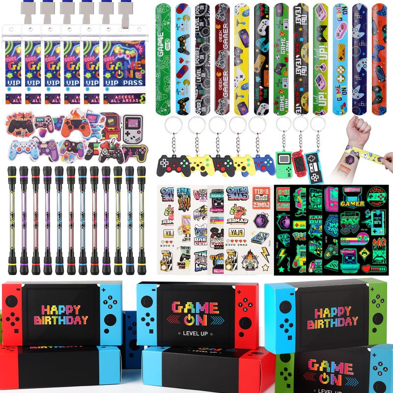 Vanblue 122pcs Video Game Party Favors Gamer Birthday SuppliesGame Theme Gifts Boxes Party Birthday Decorations VIP Pass Tickets Keychain Temporary Tattoo Stickers Goody Bag Stuffer for Boys Kids - Image 2