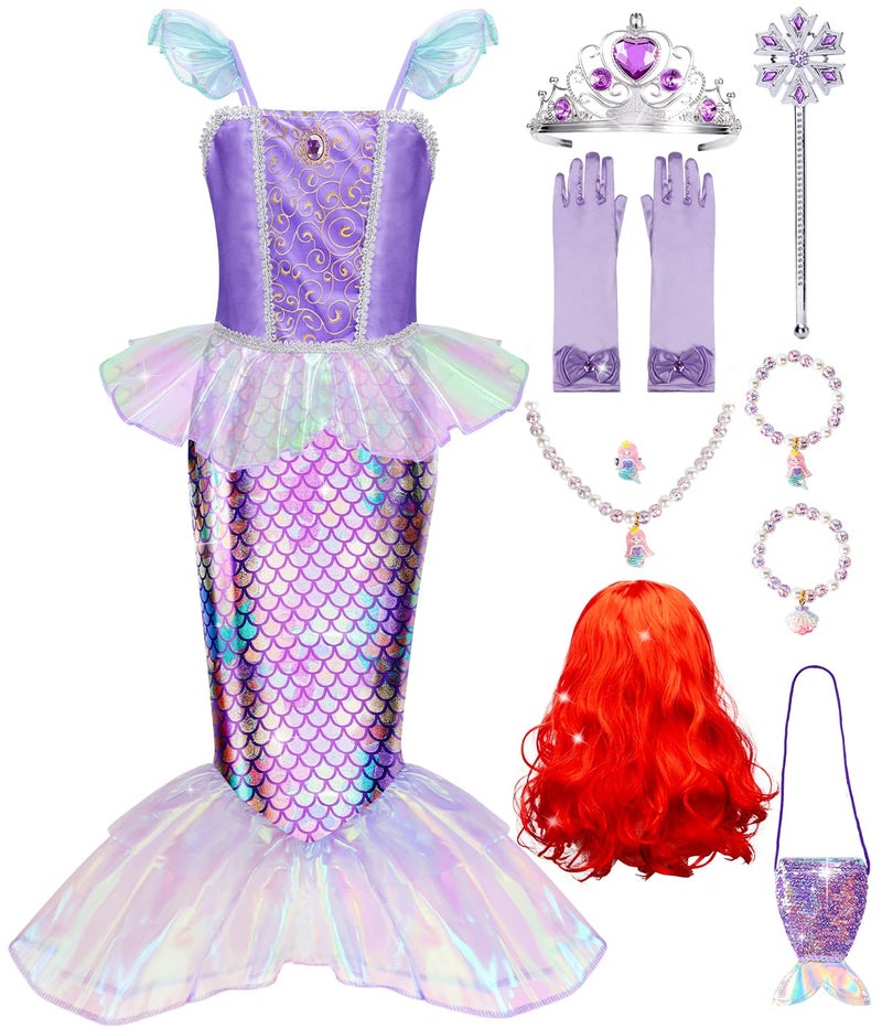 Meland Princess Dress Up for Girls - Mermaid Dress Costumes for Girls with Wig, Girl Mermaid Toys Birthday Gift for Girl 3-8 - Image 1
