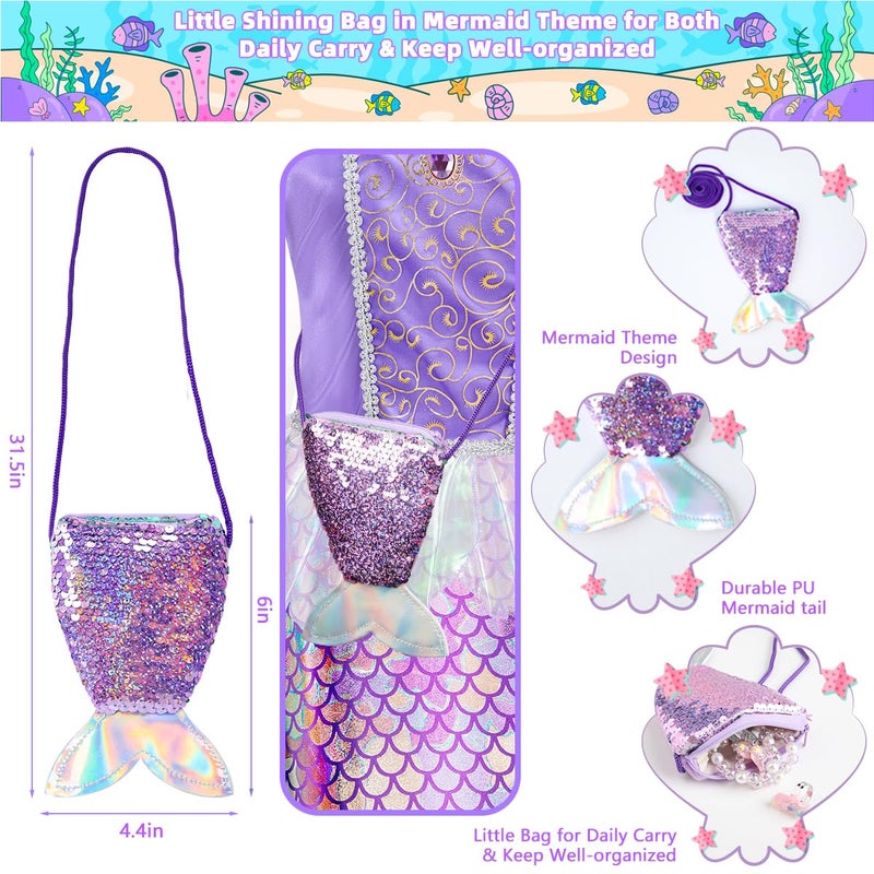 Meland Princess Dress Up for Girls - Mermaid Dress Costumes for Girls with Wig, Girl Mermaid Toys Birthday Gift for Girl 3-8 - Image 3