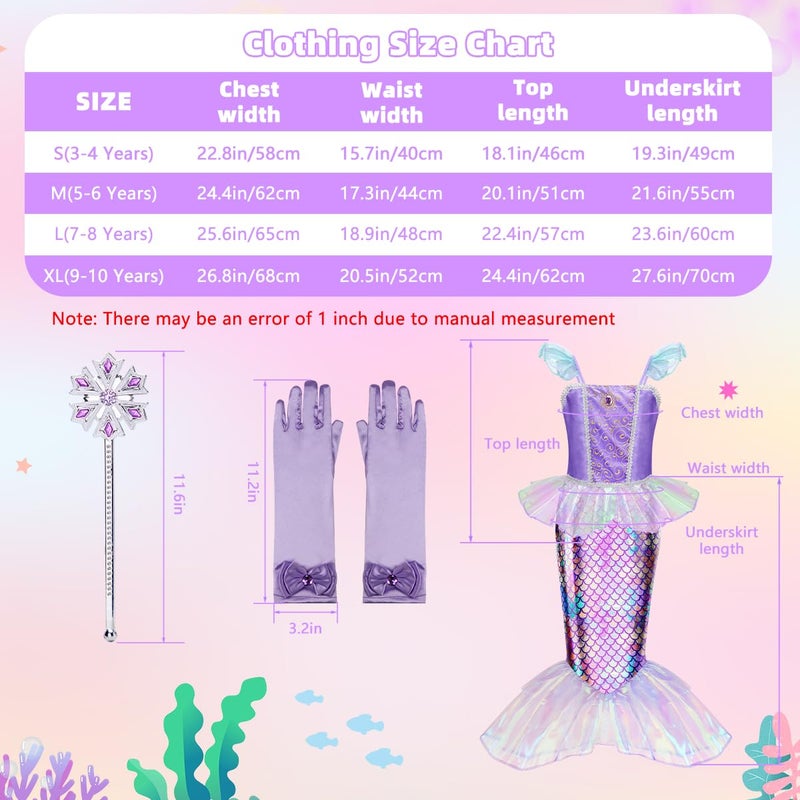 Meland Princess Dress Up for Girls - Mermaid Dress Costumes for Girls with Wig, Girl Mermaid Toys Birthday Gift for Girl 3-8 - Image 5