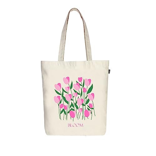EcoRight Eco Right Canvas Tote Bags for Women with Zip, College Bag for Girls, 100% Organic Cotton Tote Bag for Shopping, Travel & beach bags for women (Bloom) - Image 1