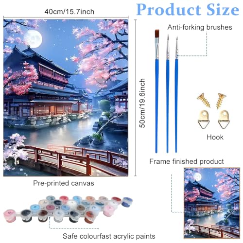 HASTHIP® Paint by Number for Adults Canvas,Landscape Paint by Number,DIY Adult Painting Numbers Kits On Canvas with Brushes and Acrylic,Home Wall Decor,40 X 50Cm,Purple - Image 2