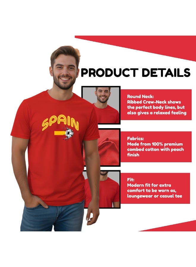 PRINTSHOP4ME Spain Unisex Adult T-Shirt - Short Sleeve Round Neck Cotton Tshirt for Men and Women - Soft and Comfortable - Gift for Football Fans - Image 5
