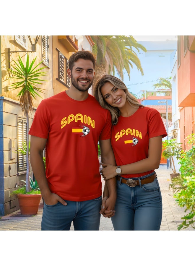PRINTSHOP4ME Spain Unisex Adult T-Shirt - Short Sleeve Round Neck Cotton Tshirt for Men and Women - Soft and Comfortable - Gift for Football Fans - Image 4