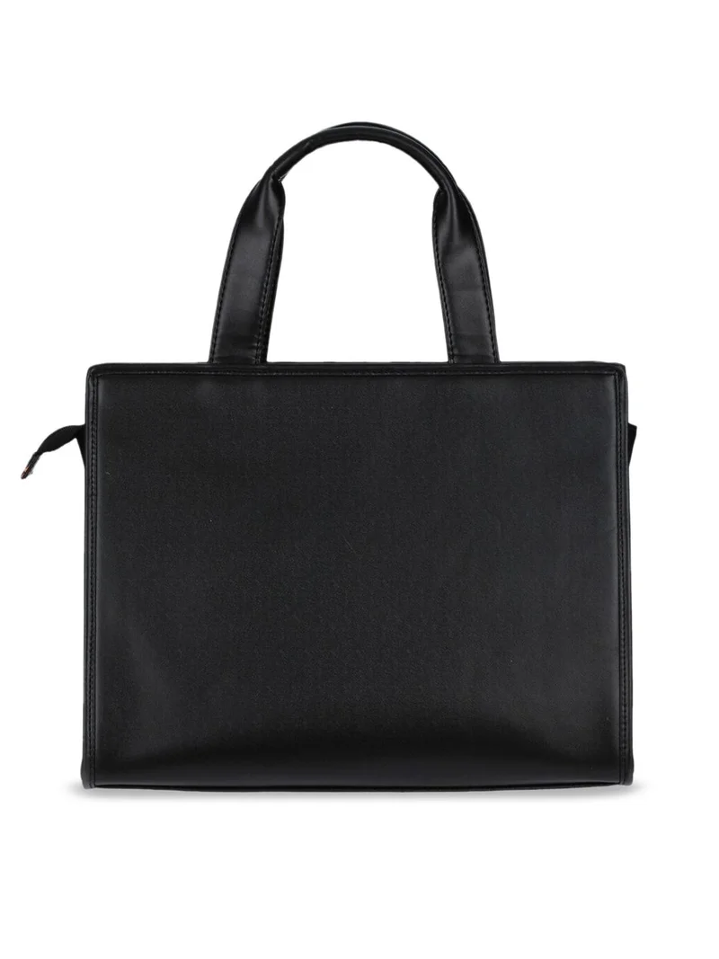 Priyaasi women's Black Printed PU Structured Tote Bag