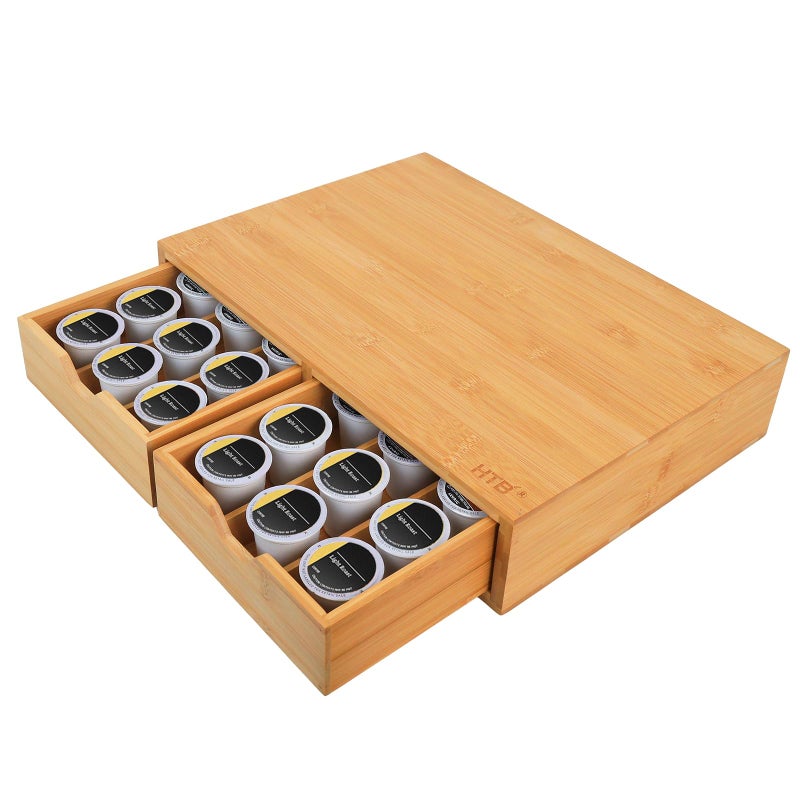 HTB K Cup Holder Compatible with K CupsCoffee Pod Holder Holds Up 30 CupsK Cup Organizer Storage Drawer