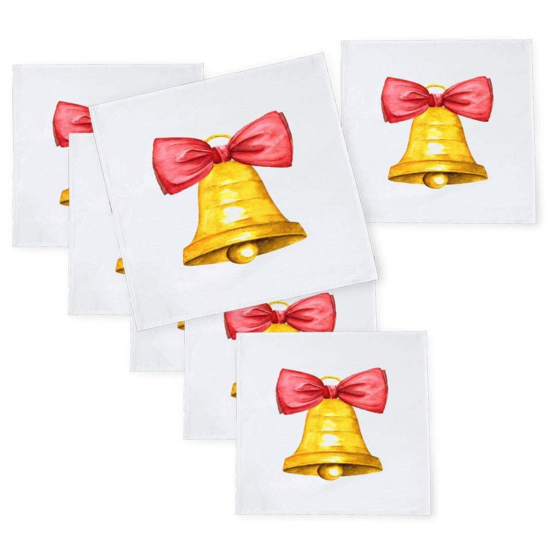 Khakee 6 Pcs Christmas Theme Tafta Silk Table Napkins 10x 10 for Xmas Decoration Christmas OrnamentsChristmas Gift npxmas254P - Image 1