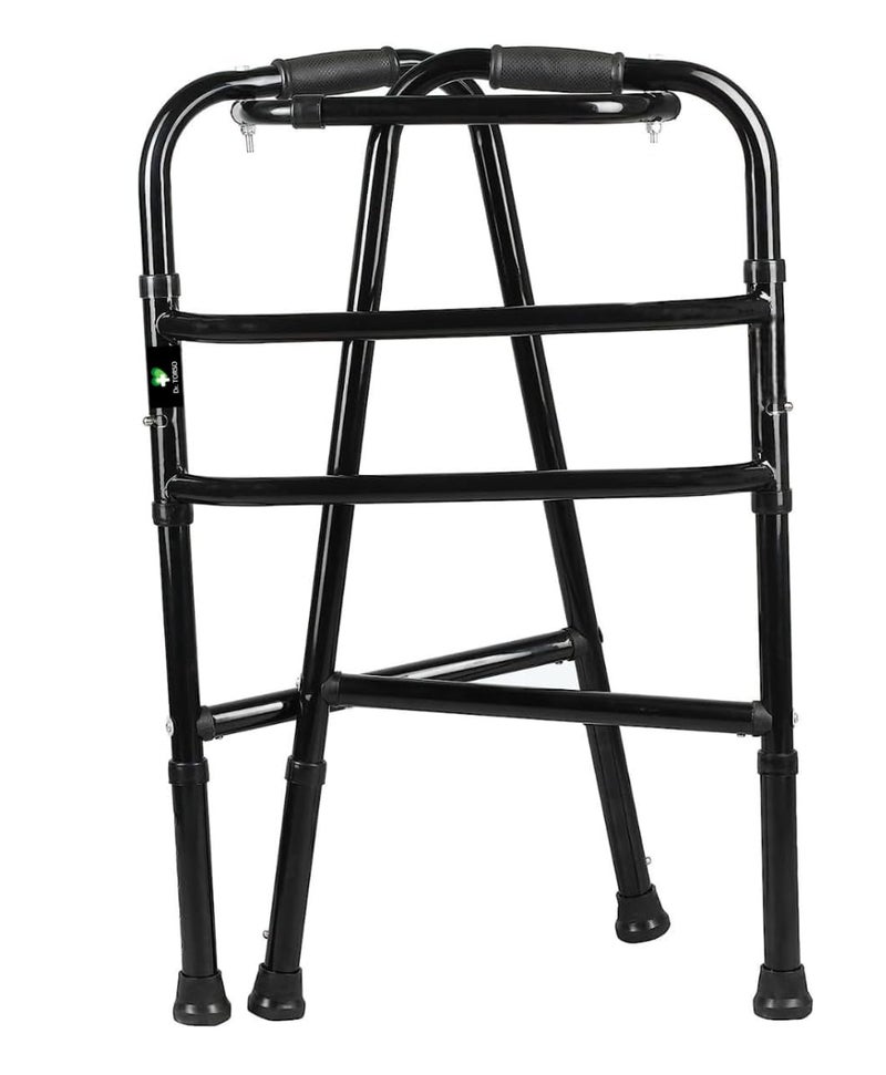 Dr. TORSO Heavy Duty Foldable Walker | Height Adjustable | Walker for Men/Women | Old Age People | Patients | Adults | Compact Folding Design (Black) - Image 2