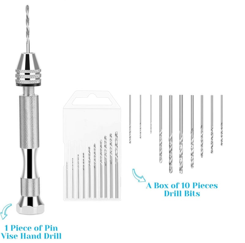 Jubilant Pin Vise for Resin Casting Molds, Steel Hand Drill, Resin Drill with 10 PCS Drill Bit, Precision Hand Drill Tools for Epoxy Resin Arts Crafts, Wood, Clay, DIY Resin Keychain Jewelry Making - Image 2