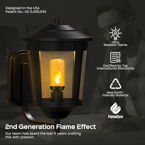 Hompavo Gen2 LED Flame Light Bulbs, Like Real Fire 4-Mode Flickering Light Bulbs with Upside Down Effect, E26 Flame Bulb for Halloween Christmas Party Patio Porch Home Indoor & Outdoor Decorations, 2 - Image 2