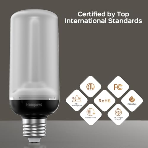 Hompavo Gen2 LED Flame Light Bulbs, Like Real Fire 4-Mode Flickering Light Bulbs with Upside Down Effect, E26 Flame Bulb for Halloween Christmas Party Patio Porch Home Indoor & Outdoor Decorations, 2 - Image 3