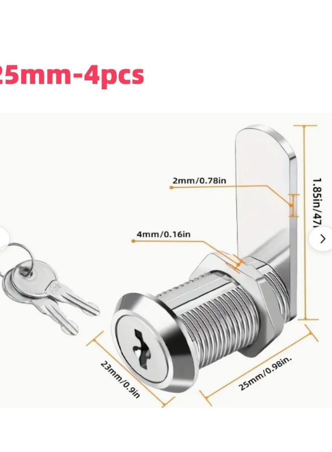 25mm Zinc Alloy Mailbox Lock Set 2 Keys No Drill Installation Cabinet Door Lock - Image 1