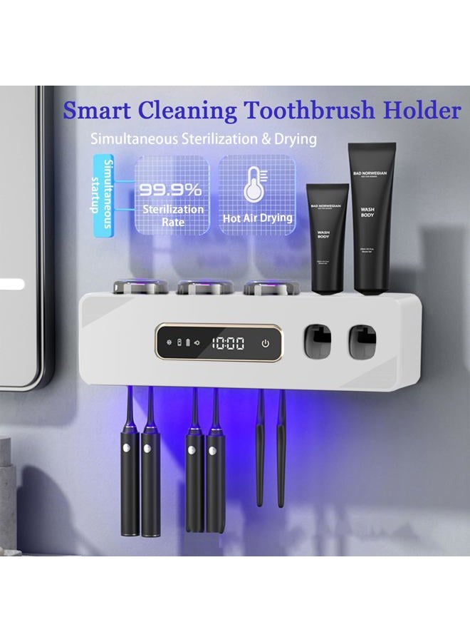 Wekity Automatic Toothpaste Dispenser,Rechargeable Toothbrush Holders for Bathrooms,3 Cups Electric Toothbrush Holder Wall Mounted with Toothpaste Dispenser Bathroom Decor (White) - Image 2