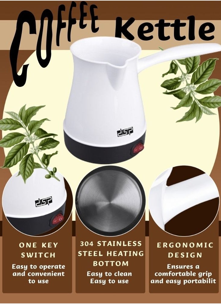 DSP Turkish Coffee Kettle Electric Portable Coffee Maker 300ML Integrated White  - Image 2