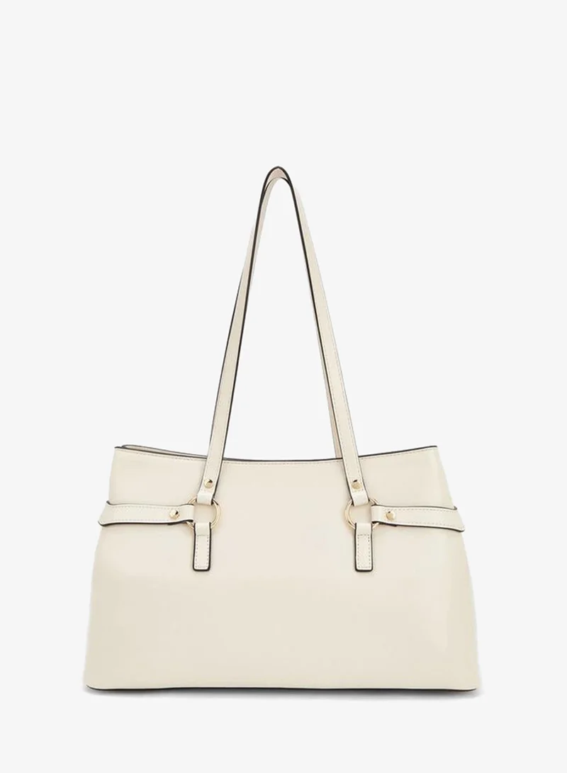 Celeste IVORY Buckle Accent Tote Bag With Double Handle for Women | Best Price UAE