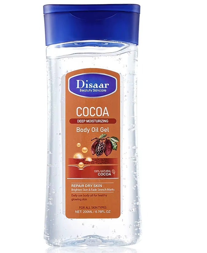 Disaar Cocoa Body Oil Gel 100% Natural Cocoa Butter Deep Moisturizing Dry Skin Repair Body Oil Gel Brightening Healthy Skin Care 200ml - Image 1