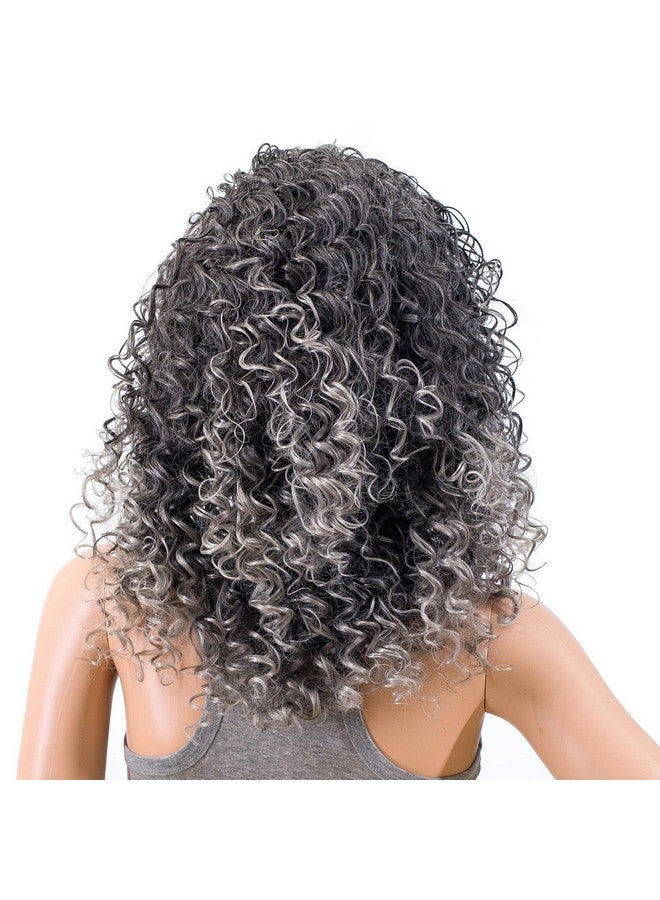 سواك باروكة شعر مستعار مجعدة كبيرة من SWACC بطول 20 بوصة للنساء مصنوعة من ألياف صناعية مقاومة للحرارة مع غطاء شعر مستعار (خصلات رمادية مختلطة) - Image 4