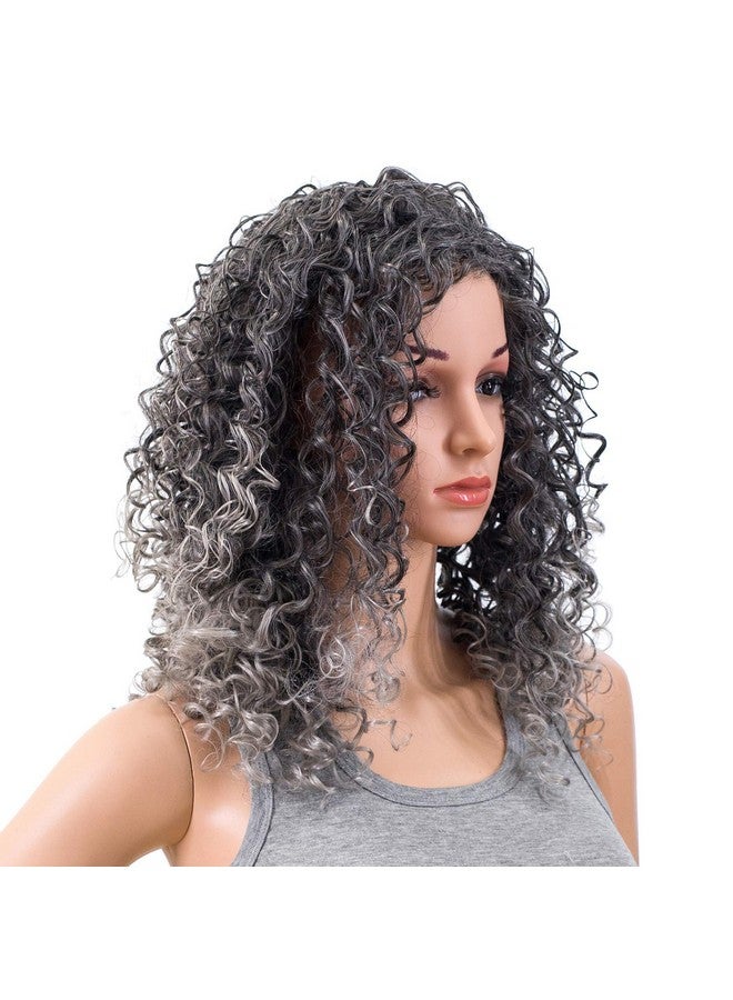 سواك باروكة شعر مستعار مجعدة كبيرة من SWACC بطول 20 بوصة للنساء مصنوعة من ألياف صناعية مقاومة للحرارة مع غطاء شعر مستعار (خصلات رمادية مختلطة) - Image 3