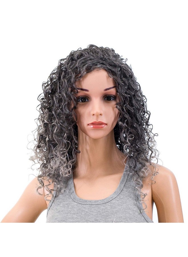 سواك باروكة شعر مستعار مجعدة كبيرة من SWACC بطول 20 بوصة للنساء مصنوعة من ألياف صناعية مقاومة للحرارة مع غطاء شعر مستعار (خصلات رمادية مختلطة) - Image 2