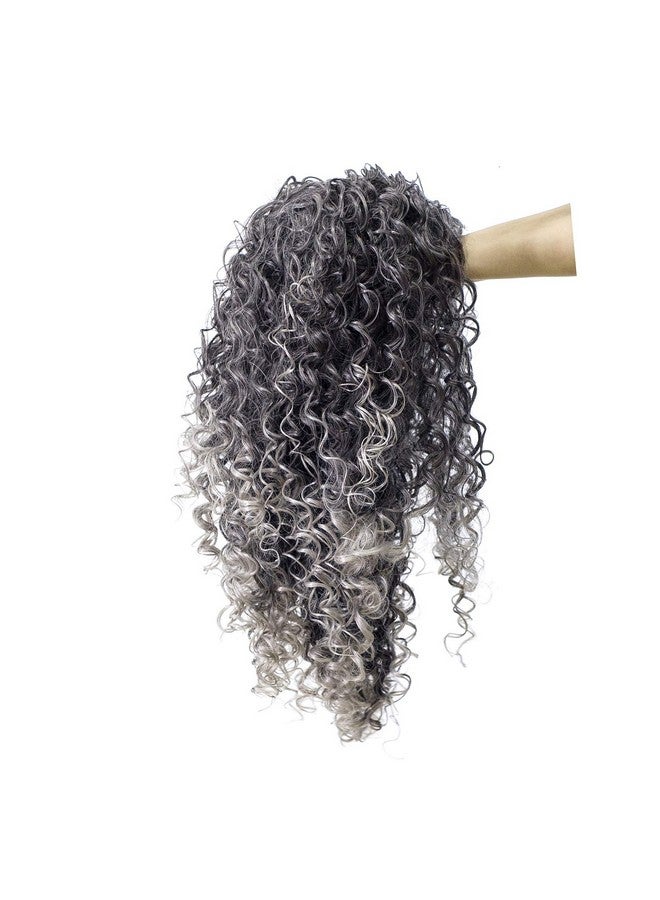 سواك باروكة شعر مستعار مجعدة كبيرة من SWACC بطول 20 بوصة للنساء مصنوعة من ألياف صناعية مقاومة للحرارة مع غطاء شعر مستعار (خصلات رمادية مختلطة) - Image 5