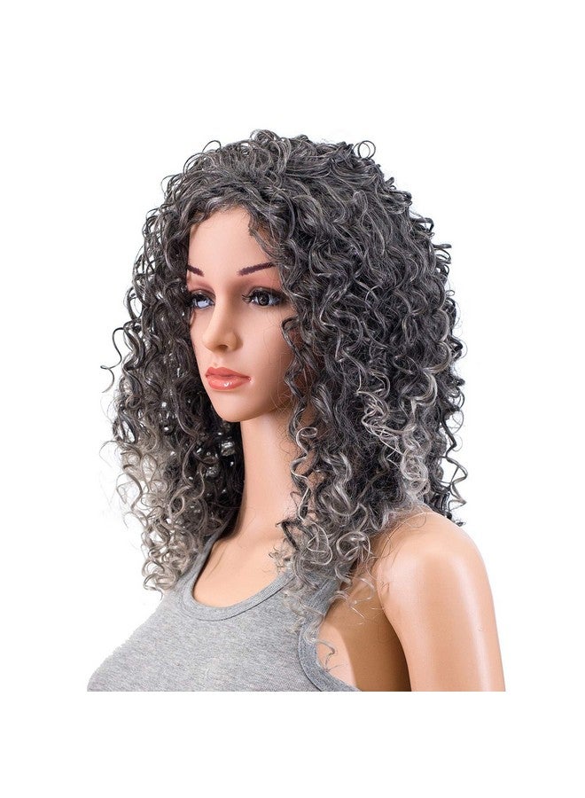 سواك باروكة شعر مستعار مجعدة كبيرة من SWACC بطول 20 بوصة للنساء مصنوعة من ألياف صناعية مقاومة للحرارة مع غطاء شعر مستعار (خصلات رمادية مختلطة) - Image 1