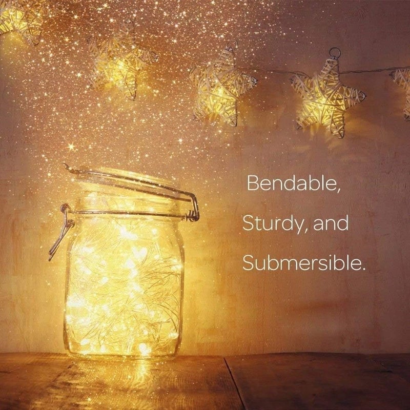 ANJAYLIA Fairy lights, 2 Pack String Battery Operated 33ft 100 LED Twinkle Lights for Wedding, Party, Christmas, Warm White - Image 3