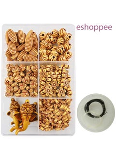 eshoppee Eshoppee Wooden Look Plastic Beads for Key Chain Jewellery Making DIY Kit (Gold)  - Image 1